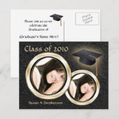 Elk jaar ~ Afstuderen Briefkaart, zwart / gouden f Uitnodiging Briefkaart (Voorkant / Achterkant)