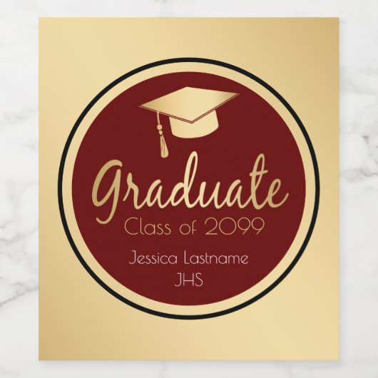 Elk jaar Afstuderen Gold Wijn Etiket (Enkel label)