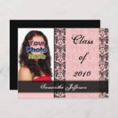 Elk jaar~ Baby roze en zwart Afstuderen Kaart (Voorkant / Achterkant)