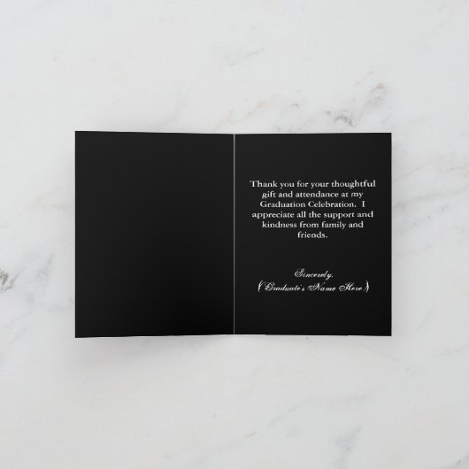 Elk jaar ~ Black/White Damask Afstuderen Hartelijk Bedankkaart (Binnen)