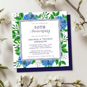 Elk Jaar Blauwe Hortensia 50ste Trouwdag Jubileum Kaart