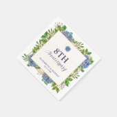 Elk Jaar Blauwe Hortensia Huwelijksverjaardag Servet (Hoek)