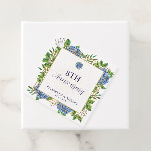 Elk jaar Blue Hydrangea bruiloft Jubileum Bedankjes Labels (In situ)