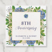 Elk jaar Blue Hydrangea bruiloft Jubileum Bedankjes Labels (Voorkant)