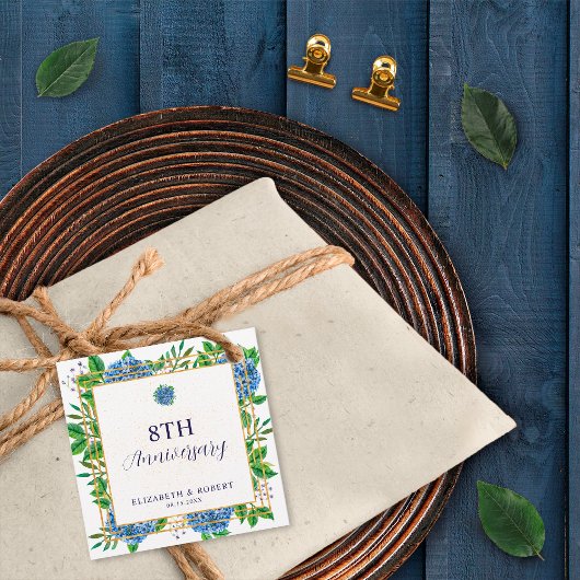 Elk jaar Blue Hydrangea bruiloft Jubileum Bedankjes Labels