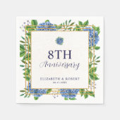 Elk jaar Blue Hydrangea bruiloft Jubileum Servet (Voorkant)