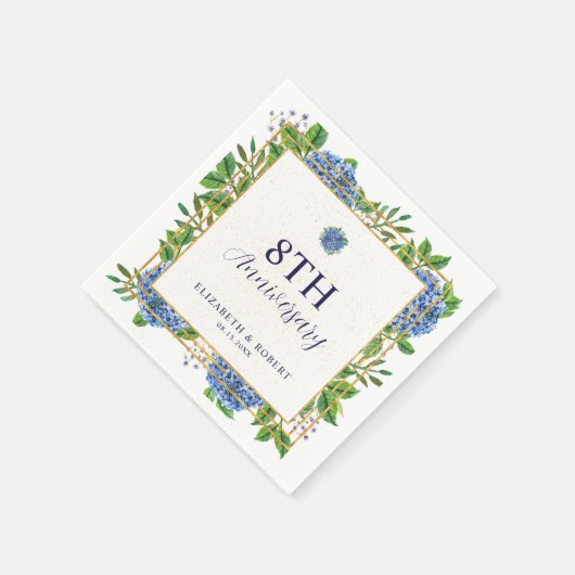 Elk jaar Blue Hydrangea bruiloft Jubileum Servet (Hoek)