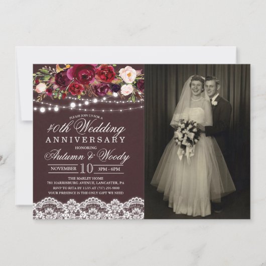 ELK JAAR - Bruiloft Jubileum Fotouitnodiging Kaart (Voorkant)