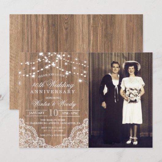 ELK JAAR - Bruiloft Jubileum Fotouitnodiging Kaart (Voorkant / Achterkant)