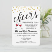 ELK JAAR - Cheers Wine Jubileum Invitation Kaart (Staand voorkant)