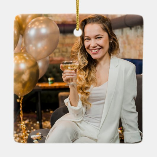 ELK JAAR Designer Parfum Fles Verjaardag Keramisch Ornament (Achterkant)