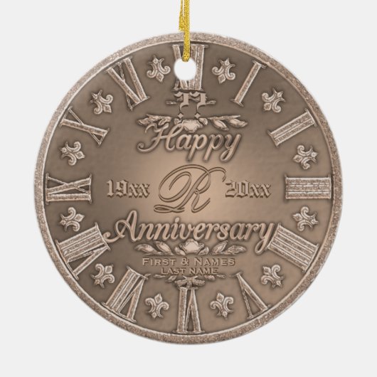 Elk jaar een Jubileum-versiering van koperen uitzi Keramisch Ornament (Achterkant)