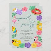 Elk jaar een moderne Tropische Pool Kaart (Voorkant / Achterkant)