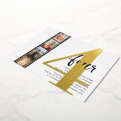 Elk jaar | Eenvoudige 4 filmstrip Foto Birthday Folie Uitnodiging (Gedraaid)