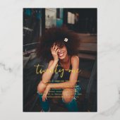 Elk jaar | Eenvoudige foto van Birthday Party Folie Uitnodiging (Voorkant)