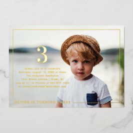 Elk jaar | Eenvoudige foto van Birthday Party Folie Uitnodiging