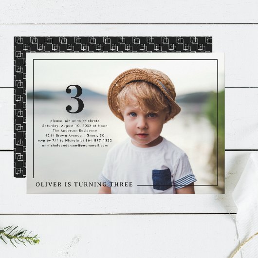 Elk jaar | Eenvoudige foto van Birthday Party Kaart