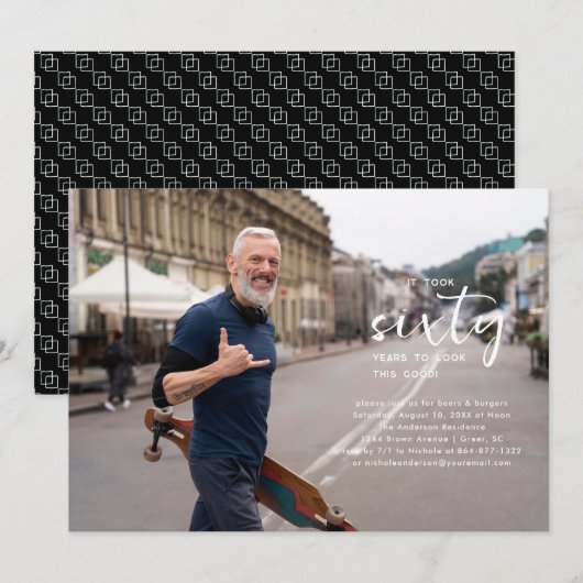 Elk jaar | Eenvoudige foto van Birthday Party Kaart (Voorkant / Achterkant)