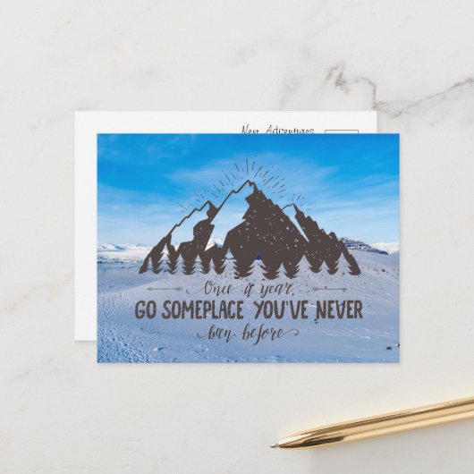 Elk jaar ergens heen gaan briefkaart (Voorkant / Achterkant in situ)