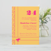 Elk jaar geel en roze verjaardagsfeest kaart (Staand voorkant)