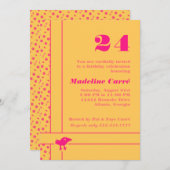 Elk jaar geel en roze verjaardagsfeest kaart (Voorkant / Achterkant)