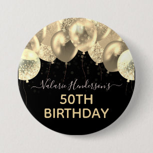 Elk jaar gouden ballonnen ronde button 7,6 cm
