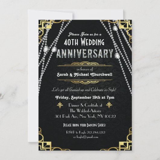 ELK JAAR Great Gatsby Jubileum Uitnodiging (Voorkant)