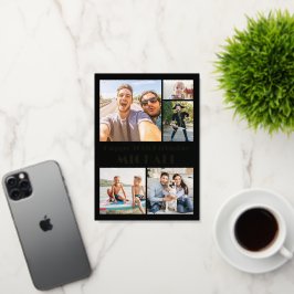 ELK jaar Happy Birthday 5 Fotocollage Zwart Folie Wenskaart