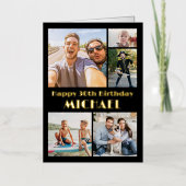 ELK jaar Happy Birthday 5 Fotocollage Zwart Folie Wenskaart (Voorkant)