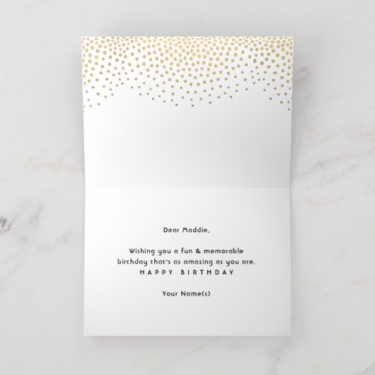 ELK jaar Happy Birthday 8 Fotocollage Zwart Folie Wenskaart (Binnenlaag)