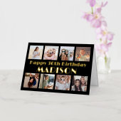 ELK jaar Happy Birthday 8 Fotocollage Zwart Folie Wenskaart (Orchidee)