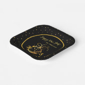 Elk jaar Happy New Year's Black Gold Clock Papieren Bordje (Gebogen)