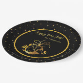 Elk jaar Happy New Year's Black Gold Clock Papieren Bordje (Gekanteld)