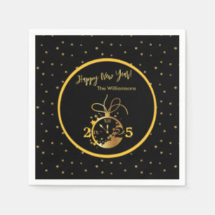 Elk jaar Happy New Year's Black Gold Clock Servet