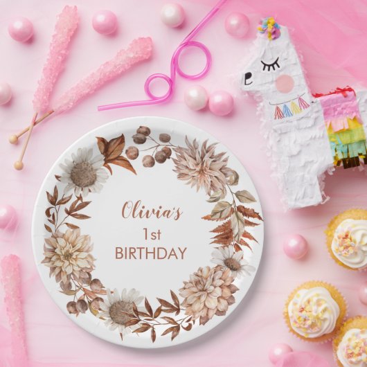 Elk jaar herfst Floral Herfst Bord op jaarpapier (Feest)