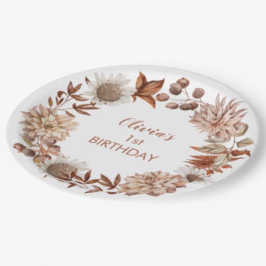 Elk jaar herfst Floral Herfst Bord op jaarpapier (Gekanteld)