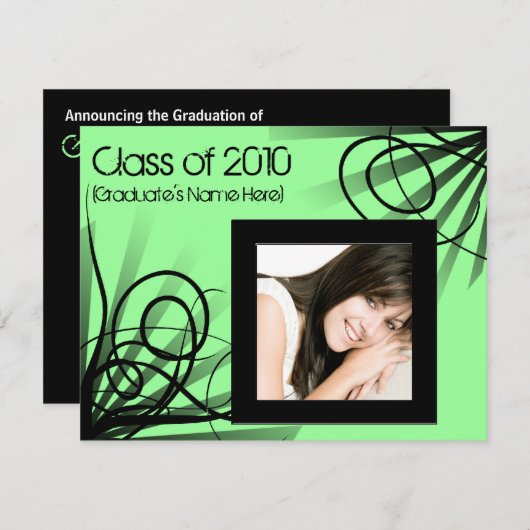 Elk jaar ~ Hot Green Photo Afstuderen/Party nodigt Kaart (Voorkant / Achterkant)