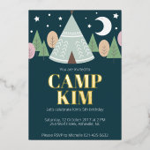 Elk jaar houten camping verjaardag folie uitnodiging (Voorkant)