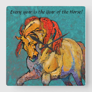 Elk jaar is het Jaar van de Horse CLOCK Vierkante Klok