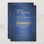 ELK JAAR Jubileum Confetti Blue en Gold Kaart (Voorkant / Achterkant)