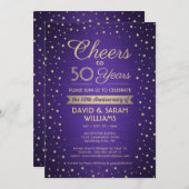 ELK JAAR Jubileum Confetti Paars en goud Kaart (Voorkant / Achterkant)