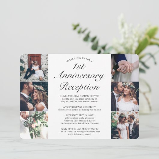 ELK JAAR Jubileum Receptie 7 Foto Huwelijk Kaart (Staand voorkant)