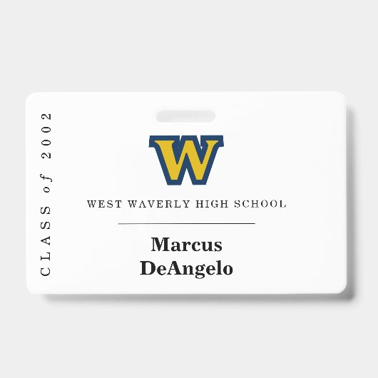 Elk Jaar Klasse Reünie Naam Badge / Label met Logo (Voorzijde)