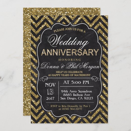 ELK JAAR - KRIJT Huwelijksjubileum Uitnodiging (Voorkant / Achterkant)