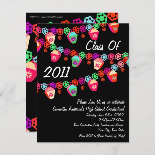 Elk jaar~ Lantern Graduion Party Uitnodiging (Voorkant / Achterkant)