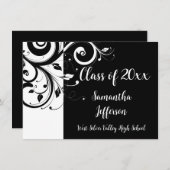 Elk jaar ~ Luxury Black/White Swirl-Afstuderen Kaart (Voorkant / Achterkant)