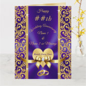 Elk jaar Paarse gouden gepersonaliseerde Jubileum  Kaart (Gele Bloem)