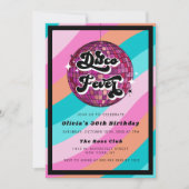 Elk Jaar Retro Disco Bal Roze Verjaardags Uitnodig Kaart (Voorkant)