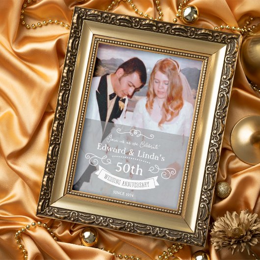 ELK JAAR - Retro Wedding Jubileum Invitation Kaart