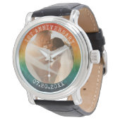 Elk Jaar Retro Zonsondergang Foto 1e Verjaardag Horloge (Gekanteld)